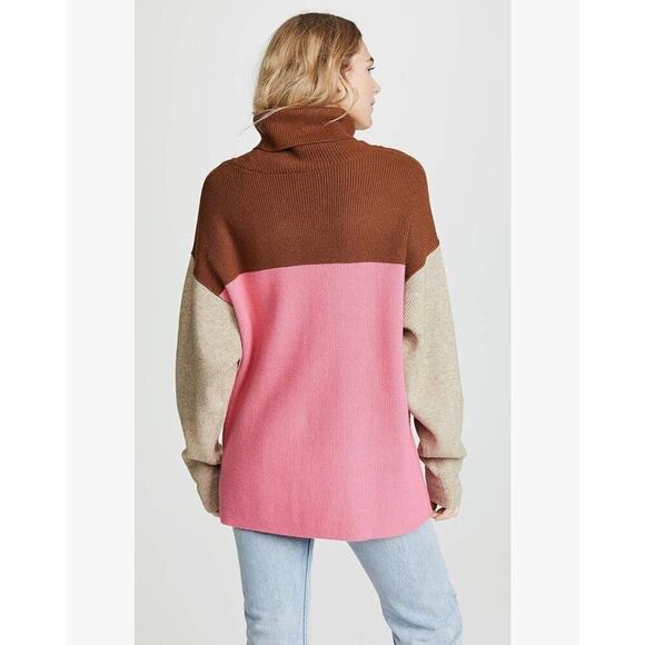 Free People Softly Structured Colorblock Oversized Turtleneck Sweater Medium - Picture 6 of 11